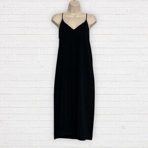 ZARA Black Stretch Knit Strappy V-Neck Midi Dress